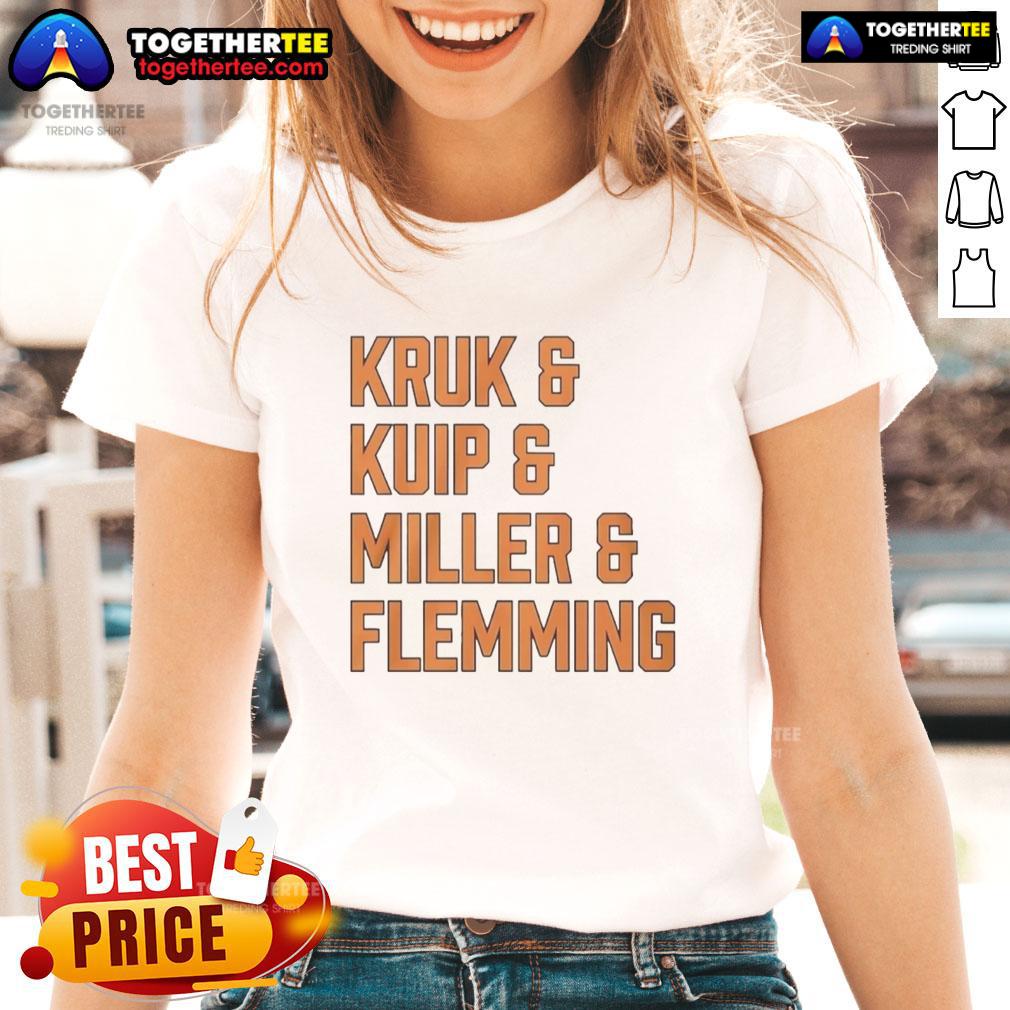Nice Kruk and Kuip and Miller and Flemming Ladies Tee in vibrant colors, perfect for fans of the broadcasters.