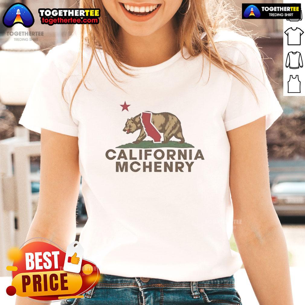 Vintage ladies tee featuring California bear graphic and 'California Republic' wordplay design.