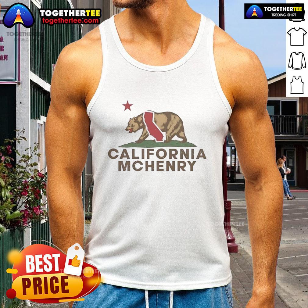 Alt Text: Vintage tank top featuring California bear graphic and California Republic wordplay design, perfect for casual wear.