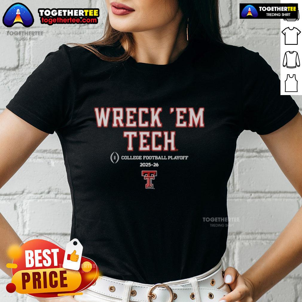 2025 CFB Playoff slogan on a ladies tee featuring Texas Tech Red Raiders football design, perfect for game day.