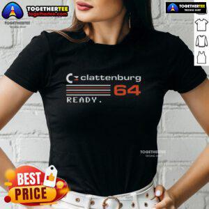 Official Clattenburg 64 Ready Ladies Tee in stylish design, perfect for fans seeking comfort and fashion in casual wear.