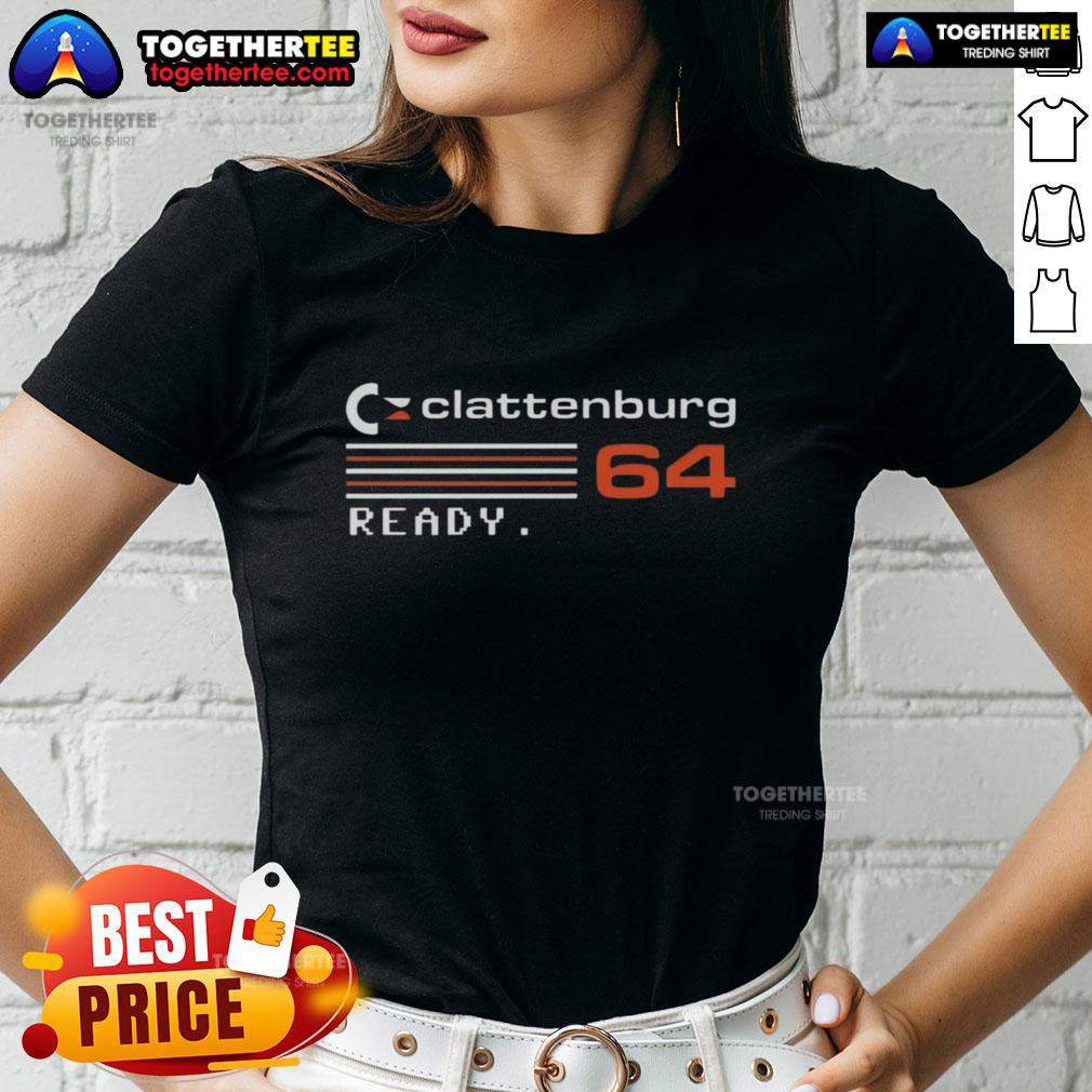 Official Clattenburg 64 Ready Ladies Tee in stylish design, perfect for fans seeking comfort and fashion in casual wear.
