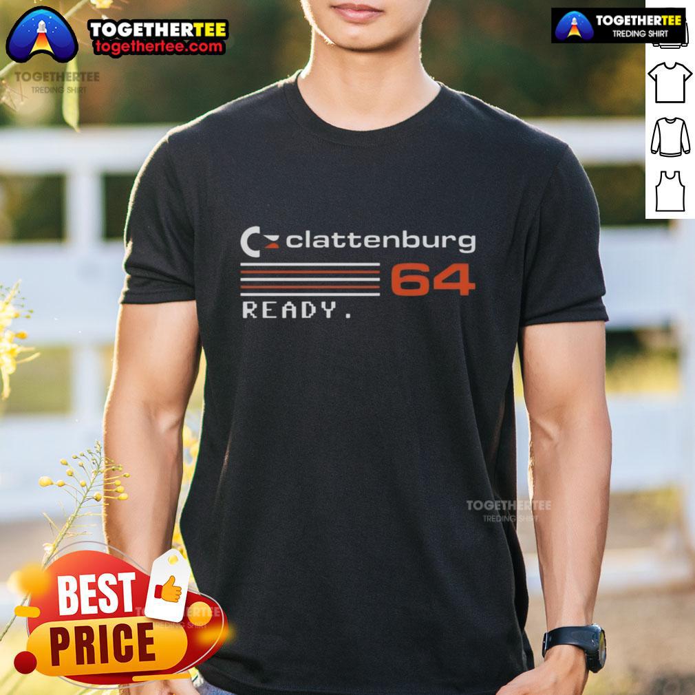 Official Clattenburg 64 Ready T-Shirt featuring bold graphics and comfortable fit for fans and casual wear.