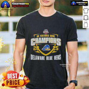 Alt Text: Official Delaware Blue Hens 2025 Bowl Champions T-Shirt featuring the mascot, perfect for fans and supporters.