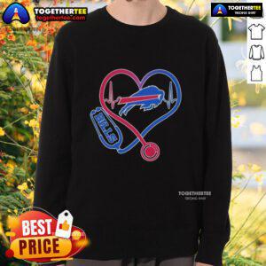 Official Love Buffalo Bills Stethoscope Headphones Fans Sweatshirt for loyal Buffalo Bills supporters and NFL enthusiasts.
