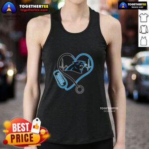 Official Love Carolina Panthers Stethoscope Headphones Fans Tank Top for sports enthusiasts and team supporters.