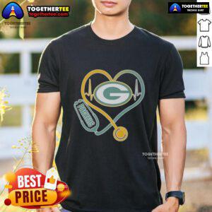 Official Love Green Bay Packers Stethoscope Headphones Fans T-Shirt featuring team colors and logo for passionate supporters.