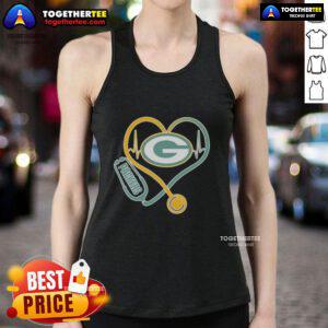 Official Love Green Bay Packers Stethoscope Headphones Fans Tank Top for passionate Packers supporters and healthcare workers.
