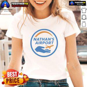 Official Nathan's Airport Logo Ladies Tee featuring a stylish design and vibrant colors for aviation enthusiasts.