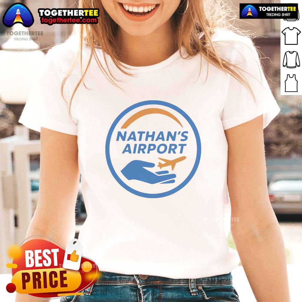 Official Nathan's Airport Logo Ladies Tee featuring a stylish design and vibrant colors for aviation enthusiasts.