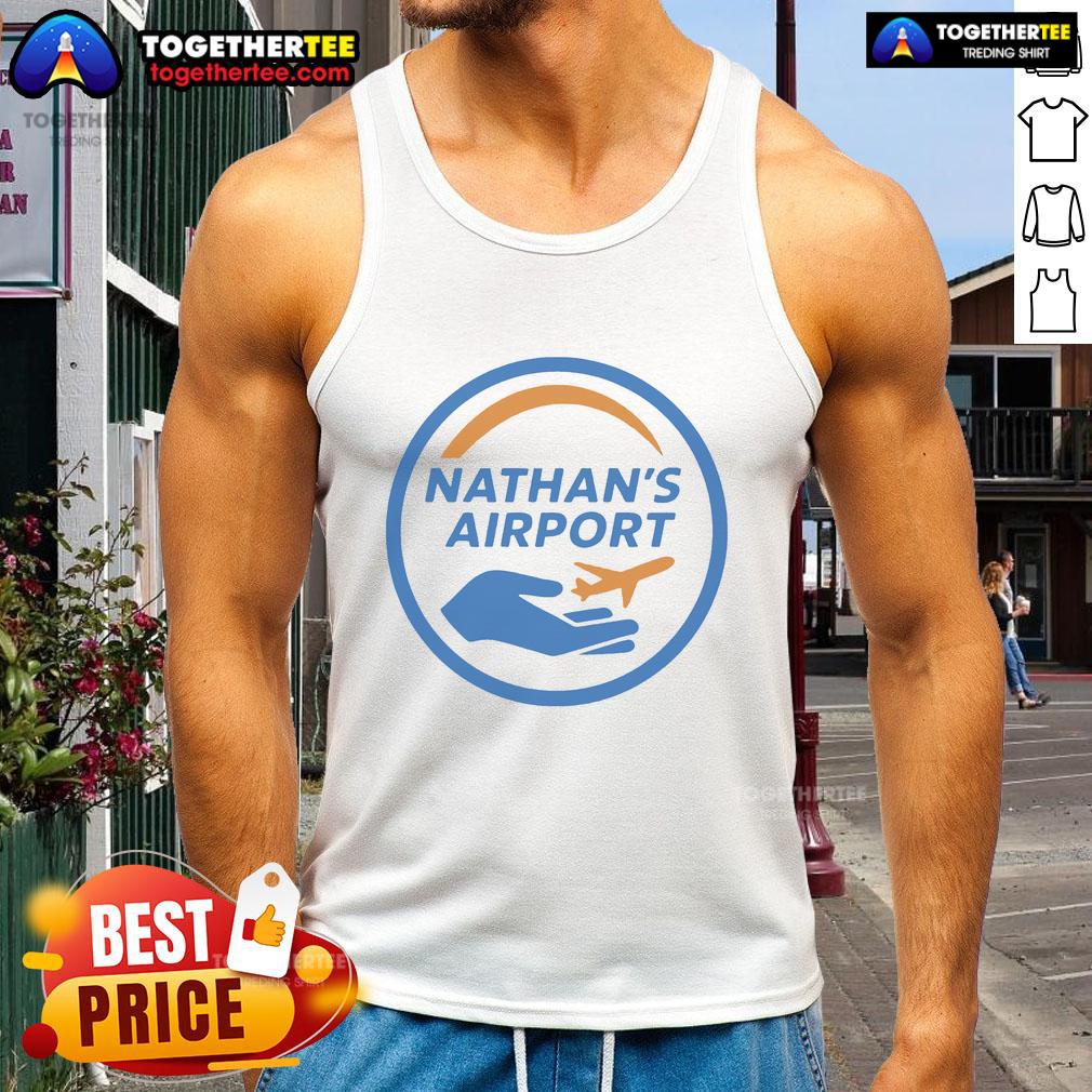 Official Nathan's Airport Logo Tank Top featuring a vibrant design, perfect for casual wear and aviation enthusiasts.