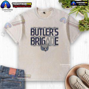 Official Owls Olathe West Football Butler's Brigade washed t-shirt featuring team colors and logo design.