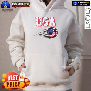 Official USA Soccer Fan Hoodie featuring vibrant colors and team logo, perfect for showing support during games.