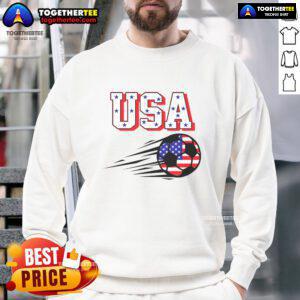 Official USA Soccer Fan Sweatshirt in red, featuring the USA soccer logo, perfect for cheering on the team.