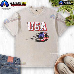 Official USA Soccer Fan Washed T-Shirt in red, featuring the USA soccer logo and a comfortable, casual fit.