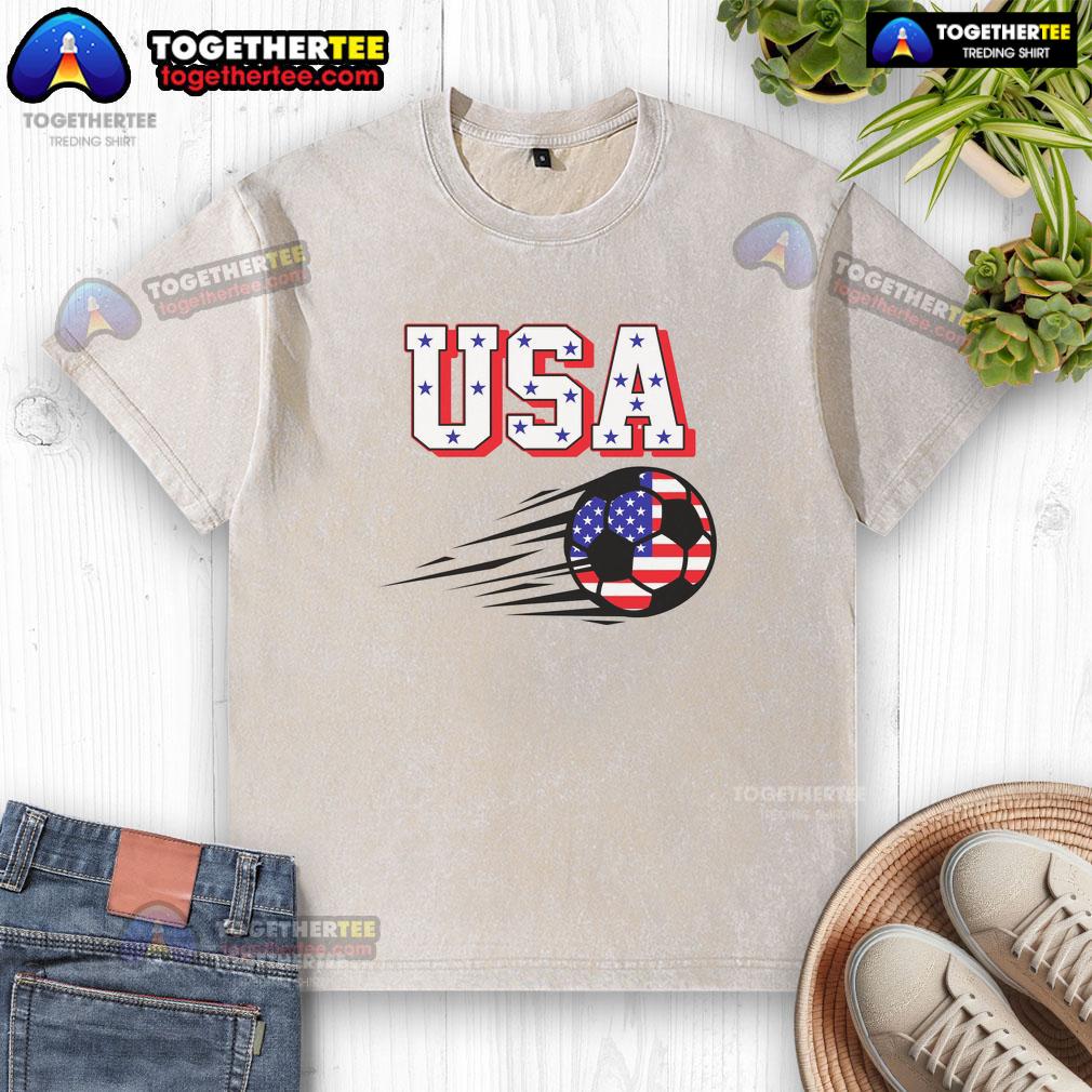 Official USA Soccer Fan Washed T-Shirt in red, featuring the USA soccer logo and a comfortable, casual fit.