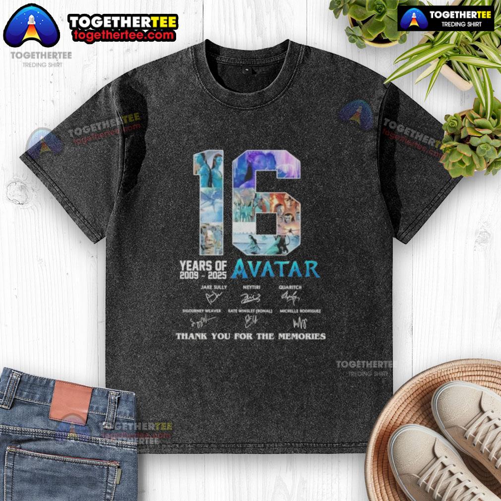 Original 16 Years Avatar Movies 3 Thank You For The Memories signatures washed t-shirt design