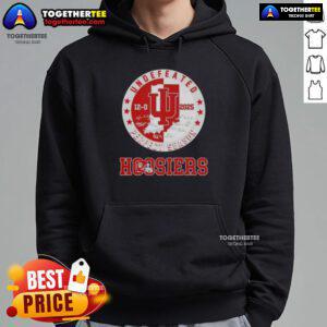 Original 2025 Indiana Hoosiers Undefeated 12-0 Perfect Season hoodie with all signatures displayed prominently.