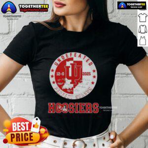 Indiana Hoosiers 2025 Undefeated 12-0 Season Ladies Tee with all signatures - perfect for fans and collectors.