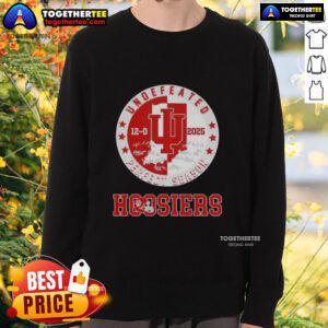 Original 2025 Indiana Hoosiers Undefeated 12-0 Perfect Season Sweatshirt with all signatures, showcasing team pride.