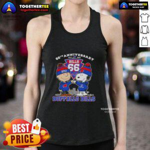 Alt Text: Original Charlie Brown X Snoopy 66th Anniversary Buffalo Bills Football Tank Top, celebrating 1960-2026.