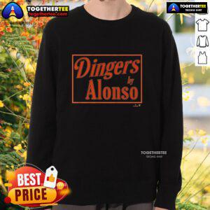 Original Pete Alonso Baltimore Dingers sign sweatshirt featuring vibrant graphics for baseball fans.