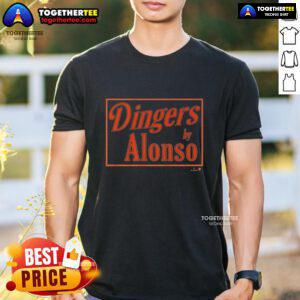Alt Text: Original Pete Alonso Baltimore Dingers Sign T-Shirt featuring bold graphics celebrating Pete Alonso's home runs.