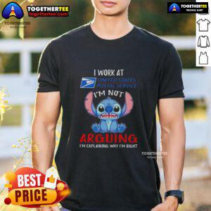 Original Stitch USPS T-Shirt: 'I'm Not Arguing, I'm Explaining Why I'm Right' design for proud postal workers.