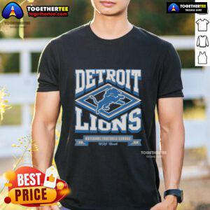 Premium Detroit Lions Heater T-Shirt featuring vibrant team colors and logo, perfect for fans and game day wear.