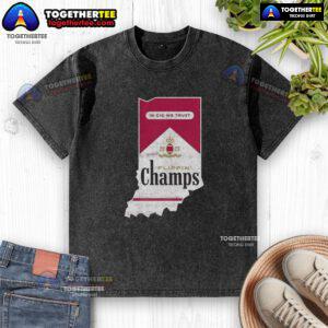 Premium Indiana Hoosiers football washed t-shirt featuring 'In Cig We Trust' for passionate fans and stylish wear.
