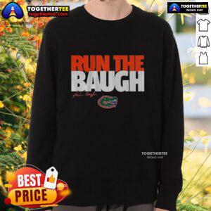 Alt Text: Premium Florida Gators Jadan Baugh Run sweatshirt featuring vibrant team colors and bold graphics for fans.