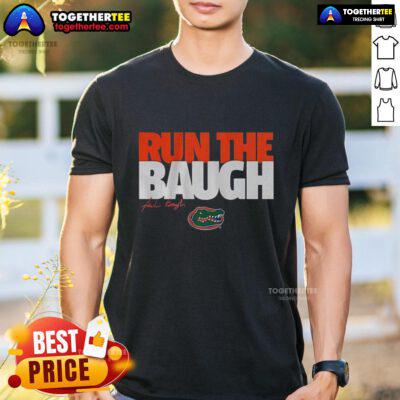 Alt Text: Premium Florida Gators Jadan Baugh Run The Baugh T-Shirt featuring vibrant team colors and bold graphics.