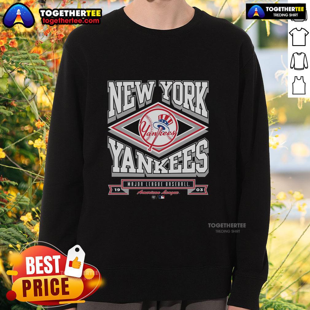 Premium New York Yankees Heater Sweatshirt in navy blue, featuring the iconic Yankees logo and a cozy design.
