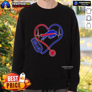 Premium Nurse Love Buffalo Bills Sweatshirt featuring a stylish design for dedicated fans and healthcare workers.