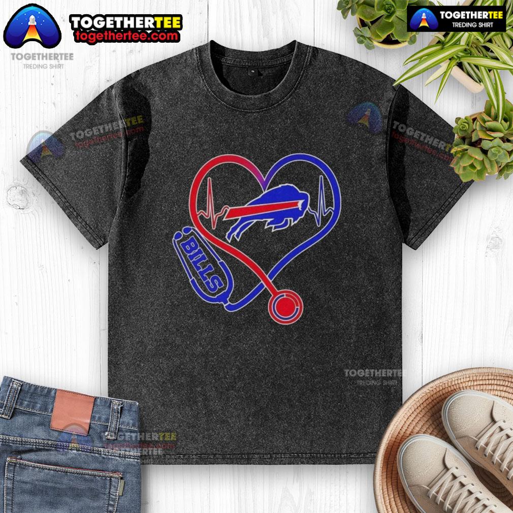 Premium Nurse Love Buffalo Bills washed t-shirt featuring a stylish design perfect for fans and healthcare professionals.