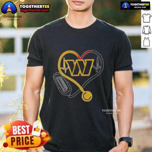 Premium Nurse Love Washington Commanders T-Shirt featuring a stylish design for dedicated fans and healthcare workers.