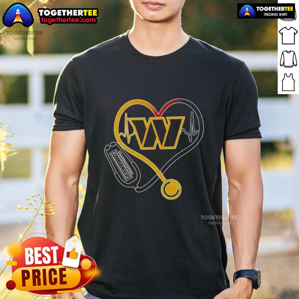 Premium Nurse Love Washington Commanders T-Shirt featuring a stylish design for dedicated fans and healthcare workers.