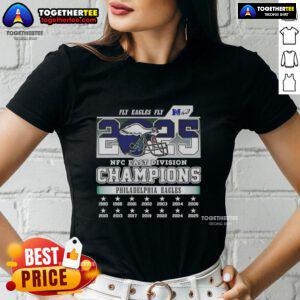 Premium Philadelphia Eagles Fly Eagles Fly NFC East Division Champions 2025 Ladies Tee in stylish design.
