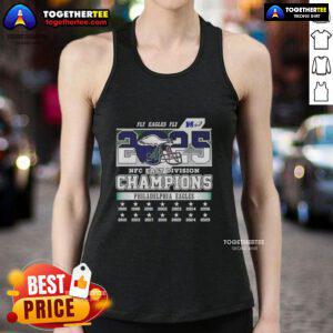 Premium Philadelphia Eagles Fly Eagles Fly NFC East Division Champions 2025 tank top displayed on a wooden background.