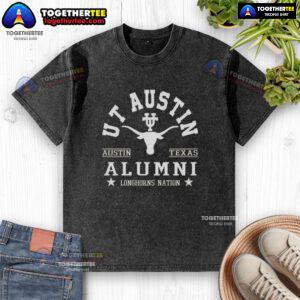 Premium Texas Longhorns UT Austin alumni washed t-shirt in burnt orange, perfect for Longhorns Nation fans.