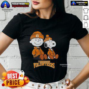Pretty Tennessee Volunteers X Snoopy and Charlie Brown ladies tee featuring vibrant graphics and comfortable fit.