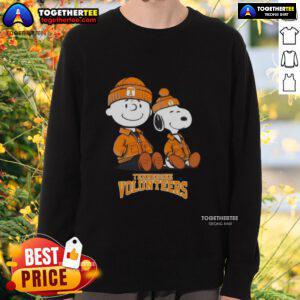 Alt Text: Cozy Tennessee Volunteers sweatshirt featuring Snoopy and Charlie Brown, perfect for fans and casual wear.
