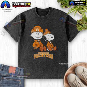 Alt Text: Pretty Tennessee Volunteers X Snoopy and Charlie Brown washed t-shirt featuring vibrant graphics and a casual style.
