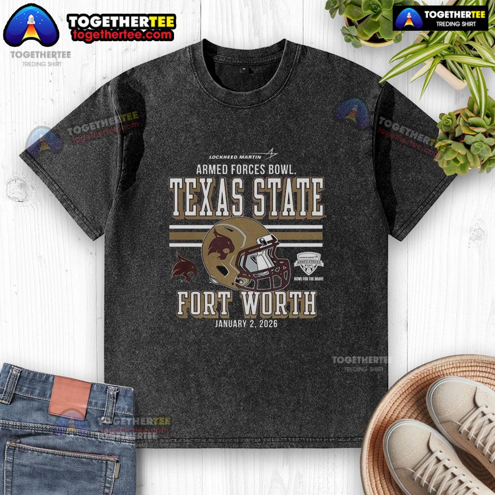 Alt Text: Pretty Texas State Bobcats 2025 Armed Forces Bowl Bound washed t-shirt showcasing team pride and vibrant colors.