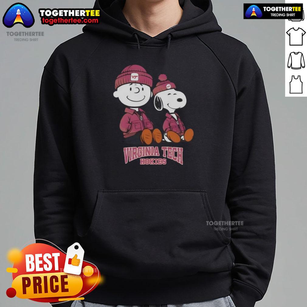 Alt Text: Stylish Virginia Tech Hokies hoodie featuring Snoopy and Charlie Brown, perfect for fans and cozy wear.