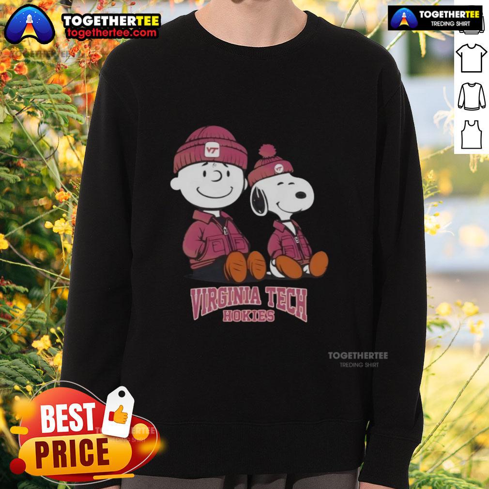 Pretty Virginia Tech Hokies sweatshirt featuring Snoopy and Charlie Brown, perfect for fans and cozy style.