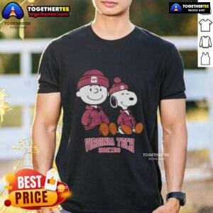 Pretty Virginia Tech Hokies X Snoopy and Charlie Brown T-Shirt featuring vibrant graphics and school spirit design.