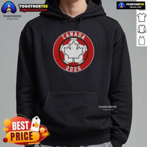 Vintage soccer emblem hoodie featuring 'Top Canada 2026' design, perfect for sports enthusiasts and fans.