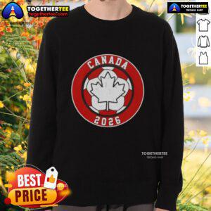 Top Canada 2026 vintage soccer emblem sweatshirt featuring a stylish design and vibrant colors for soccer fans.