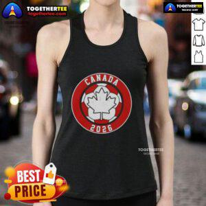 Vintage soccer emblem tank top featuring 'Top Canada 2026' design, perfect for fans and sports enthusiasts.